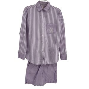 Victoria’s Secret shortie Pajama Set size XS striped 2 Piece Women’s Button Up